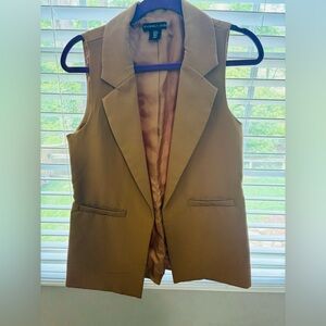 Brown Sleeveless Blazer Vest
